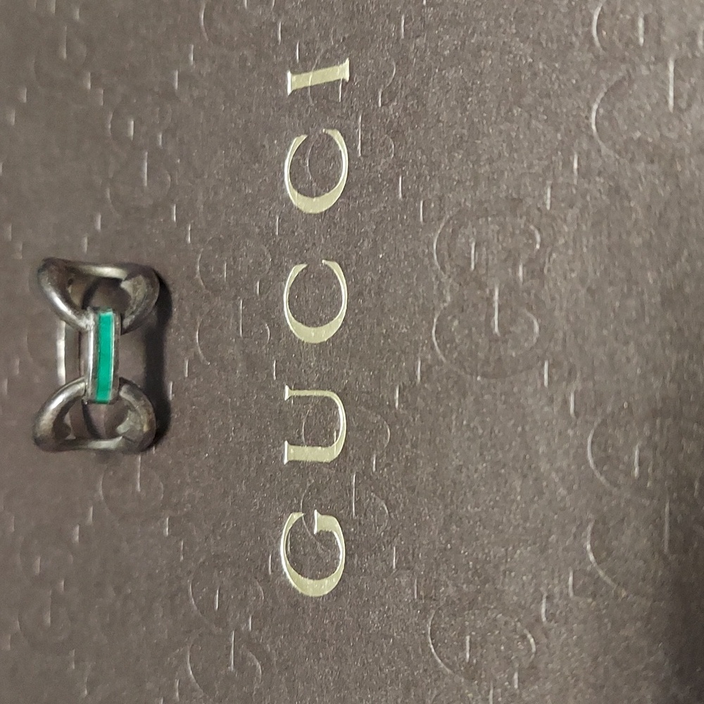 Gorgeous super rare Gucci horsebit ring, green enamel, 925, vintage 70's!